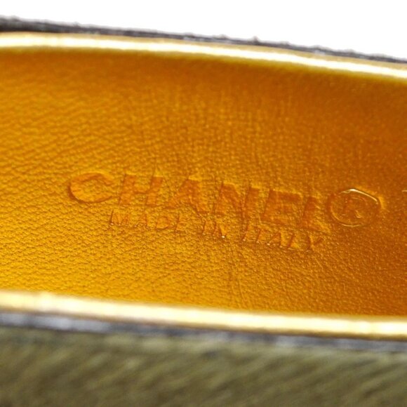 CHANEL CC Mini Chain Shoulder Pochette Khaki Gold Fur Leather - Picture 8 of 10